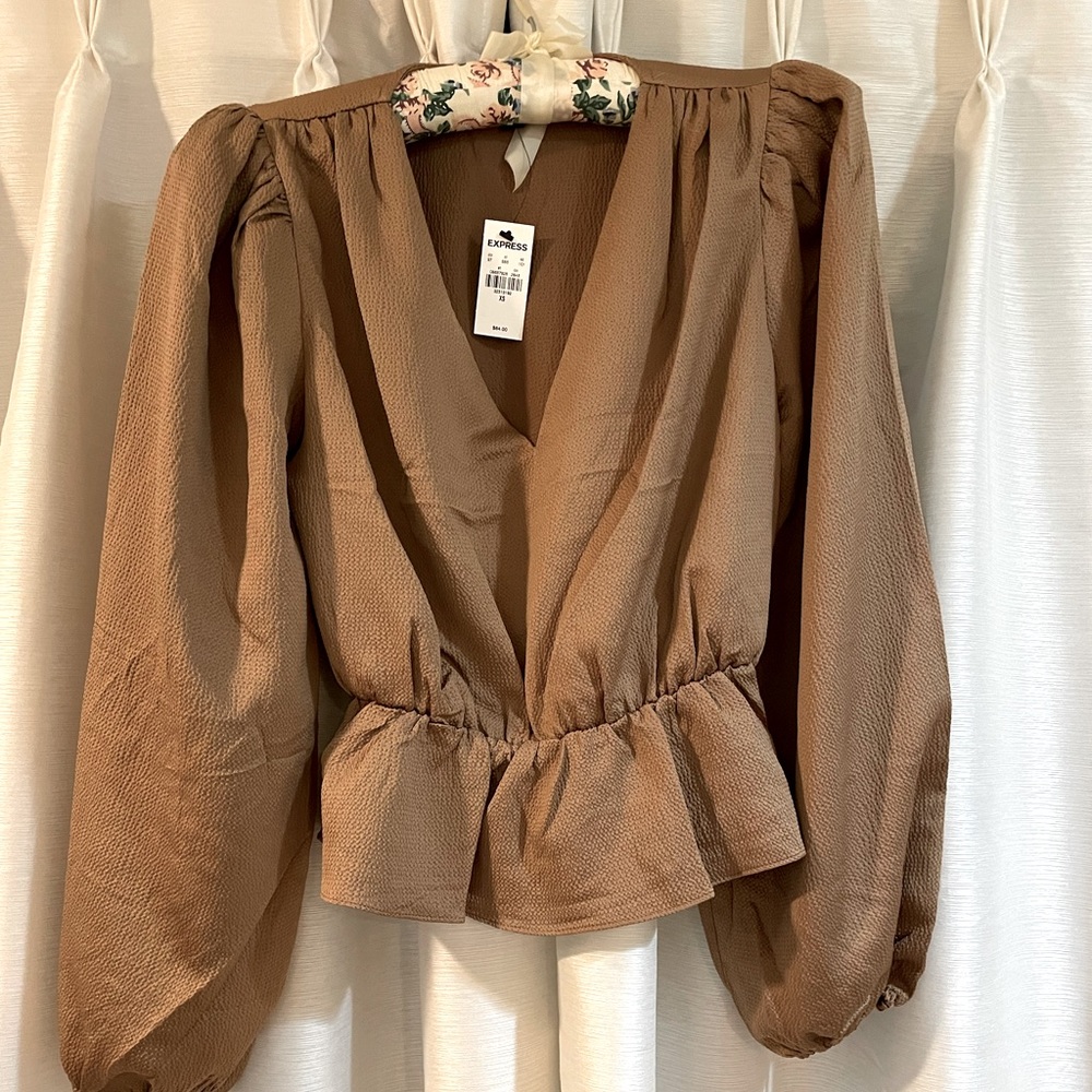 Express long sleeve v neck peplum top